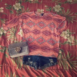 Aztec Print Knit Boho Top
